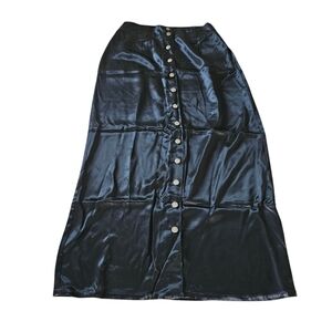 Vintage Tripp NYC Black Skirt Button Front Closure Size 7 Satin Streetwear NEW